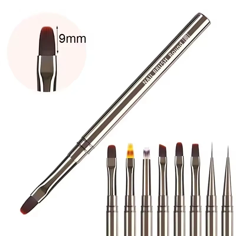 네일 아트 브러쉬 펜 3D 팁 패턴 메탈 바 네일 아트 브러쉬 12개 라이너 브러쉬 (긴 라인, 얇은 디테일, 정밀 드로잉용)