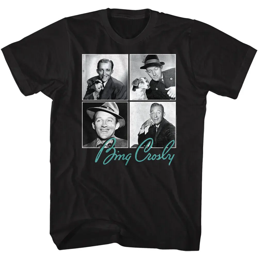 Bing Crosby 4 Different Square Photo's Men's T Shirt Jazz Music Movie Merch