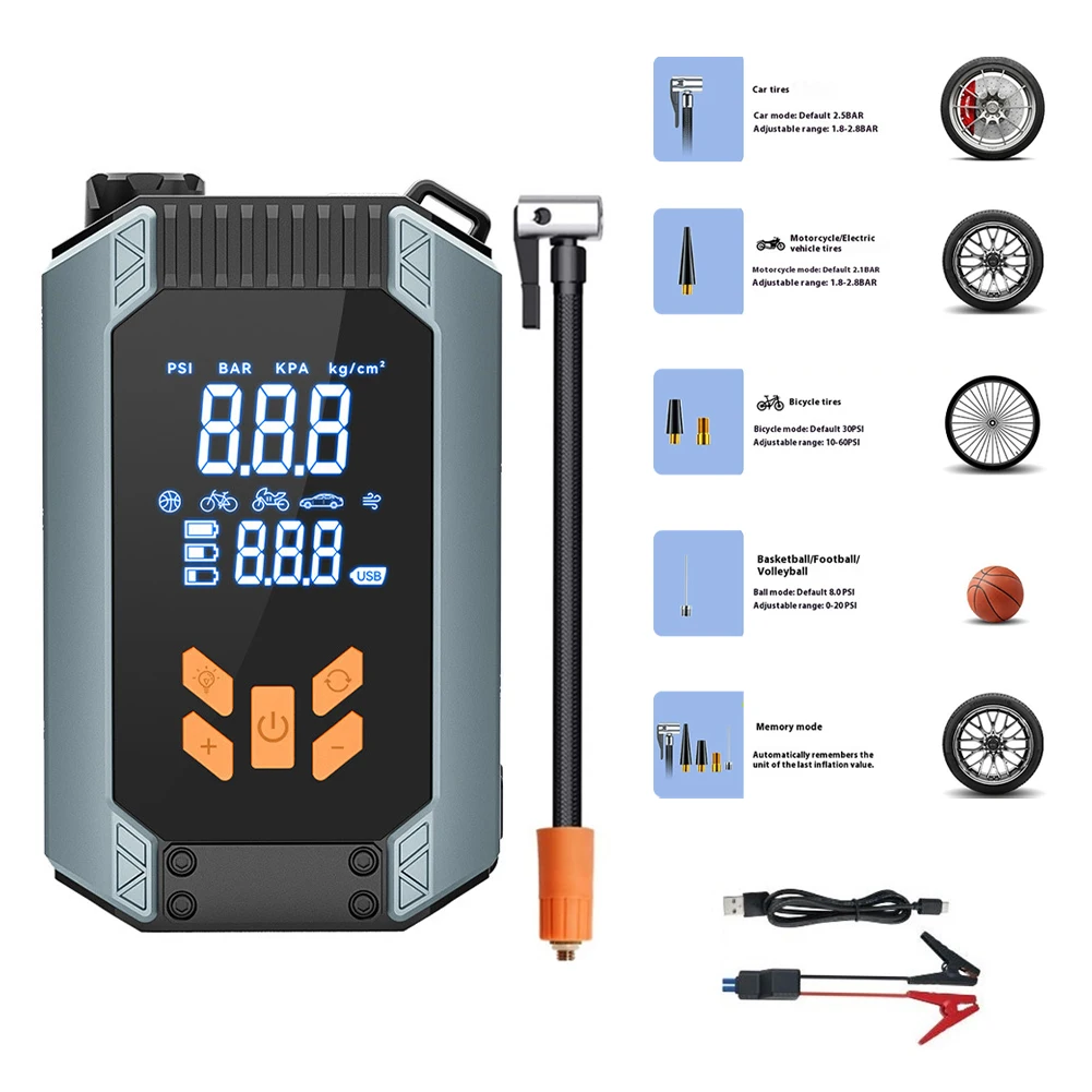 

Tire Inflator Car Battery Jump Starter Electric Air Pump Cordless Air Pump for Cars SUVs & Trucks