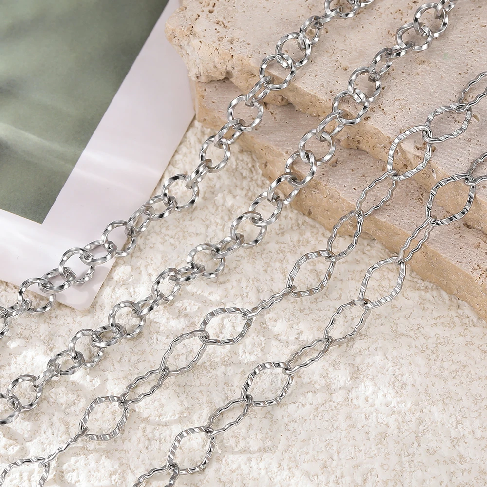 

1Meter/Pack Two Sizes 304 Stainless Steel Oval Shape Handmade Chains for DIY Necklace Bracelets Jewelry Making Accessories