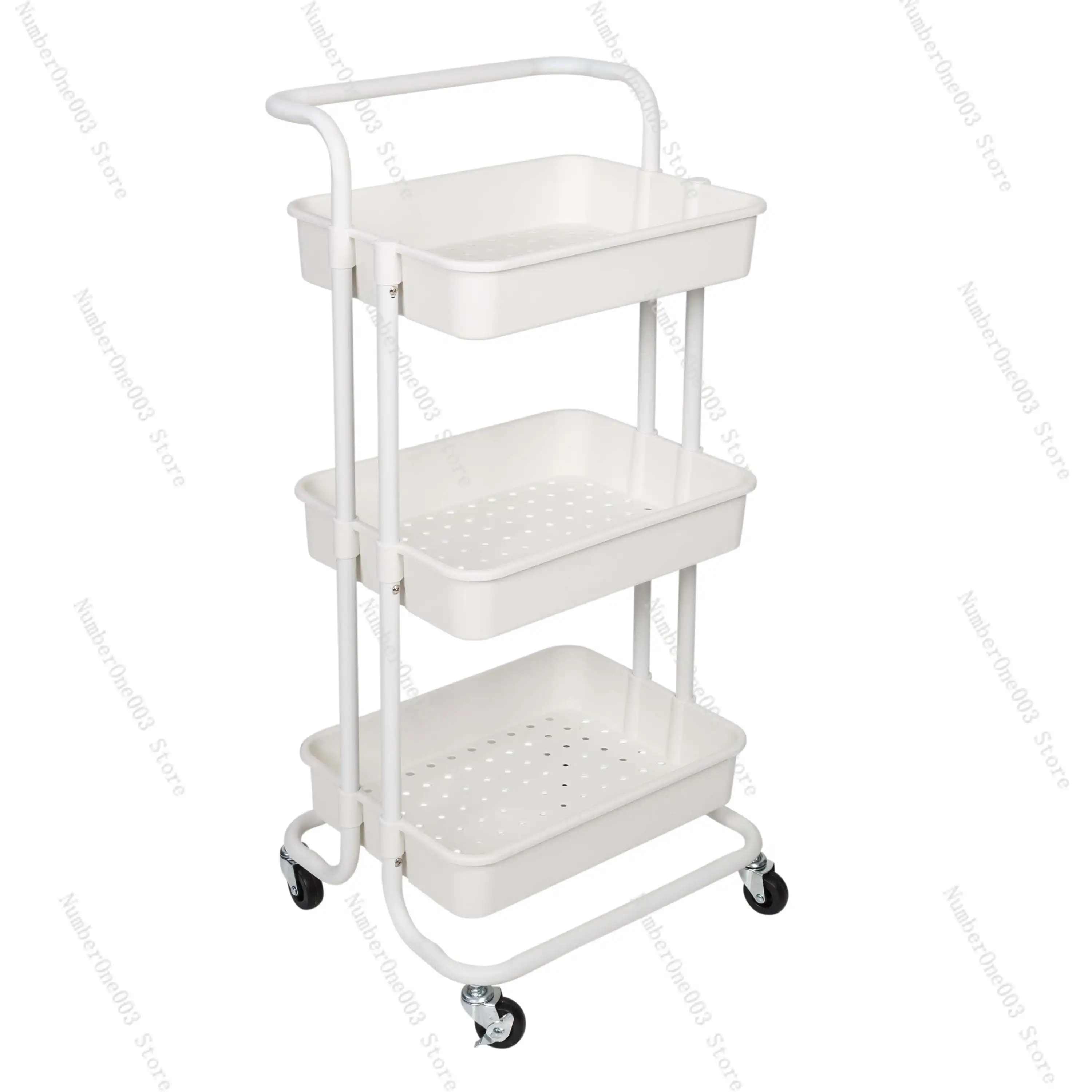 

3 Tier Rolling Craft Cart with Handle, White