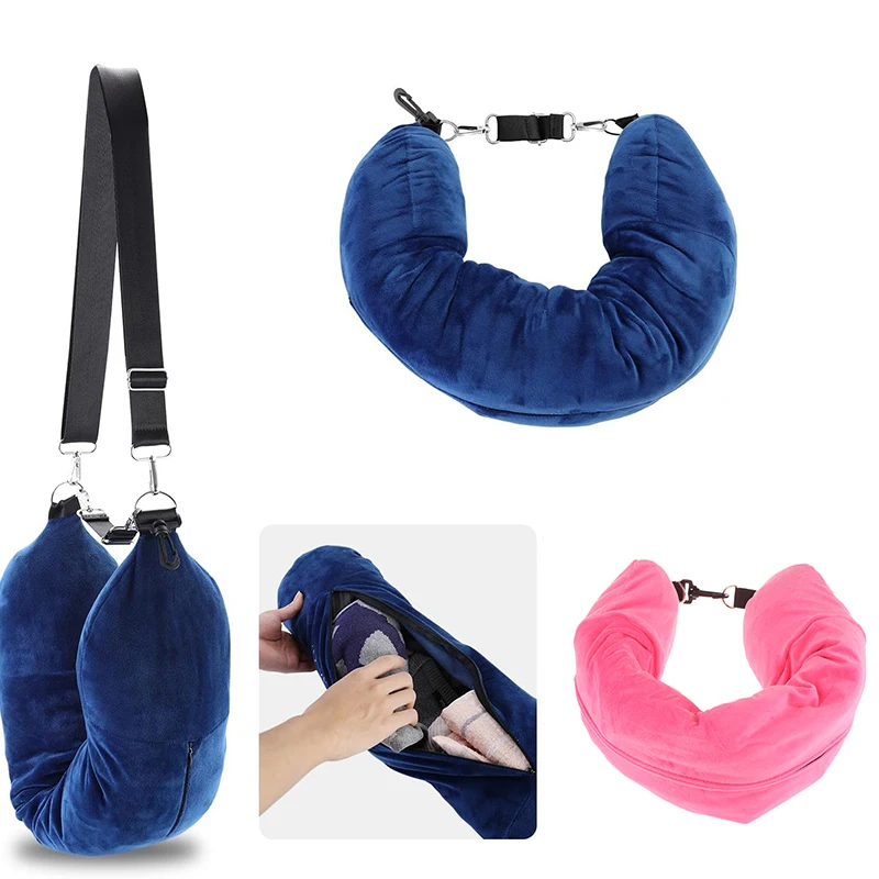 Soft Tube Neck Pillow Packable Portable U Shaped Pillow Fillable Clothes Neck Pillows Travel Neck Pillowcase