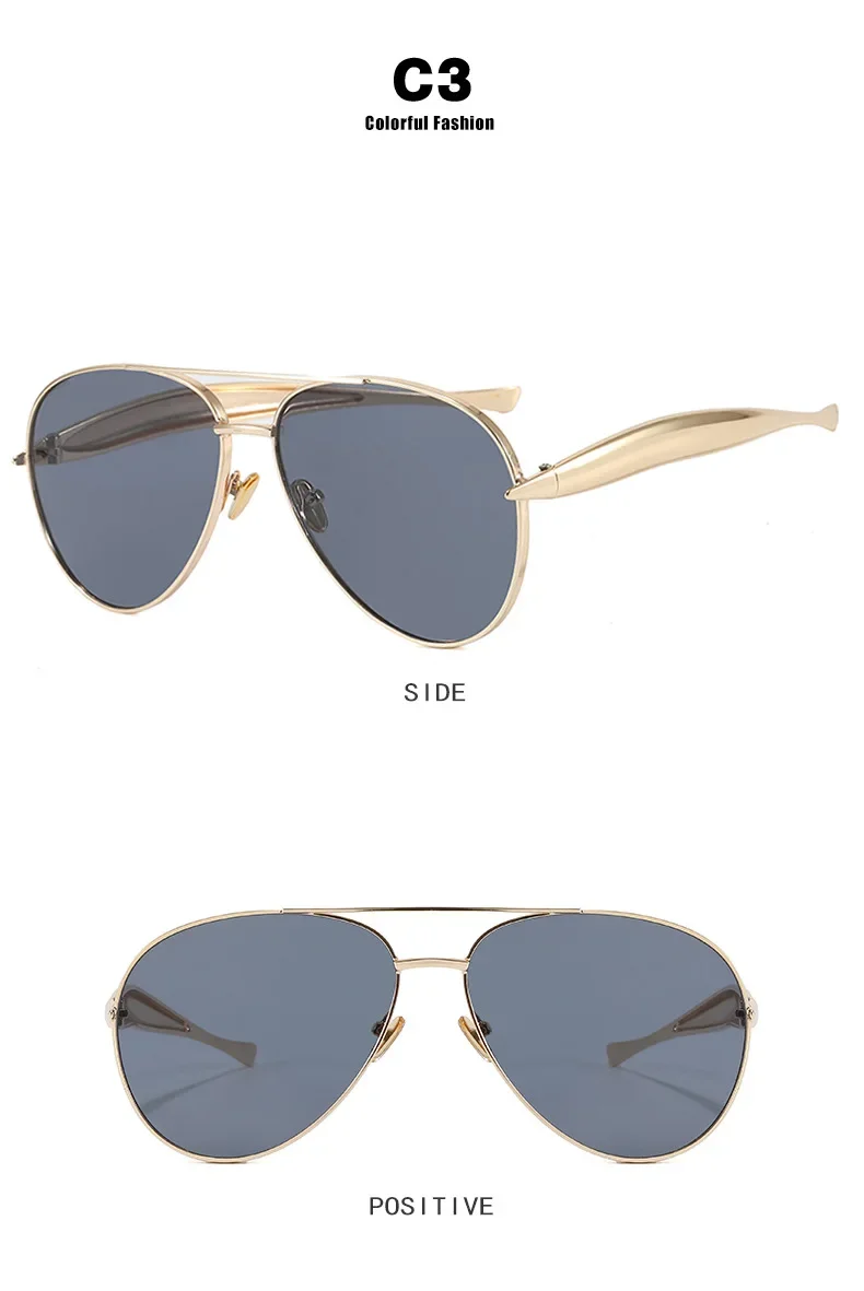 Neue Y2K Vintage Metall-Piloten-Sonnenbrille für Damen und Herren, Punk-Stil, Beliebte Outdoor-Fahrbrille, Luxus-Marken-Designer-Brille, UV400-Schutz – Detail 11
