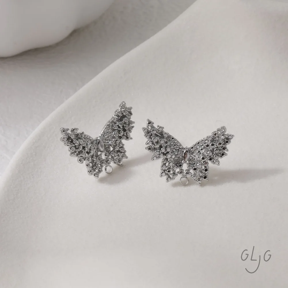 2 قطعة تصميم فراشة الأذن ترصيع النتائج مجوهرات النحاس صنع لتقوم بها بنفسك أقراط لوازم 14 كيلو مطلية بالذهب اكسسوارات 16*24 مللي متر