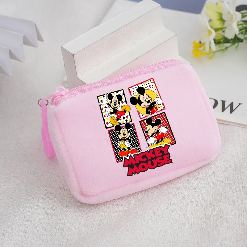 Disney Mickey Mouse Minnie Girls Mini Plush Coin Purse Children wallet Cartoon Anime Kawaii Storage Bag Kids Birthday Cute Gifts