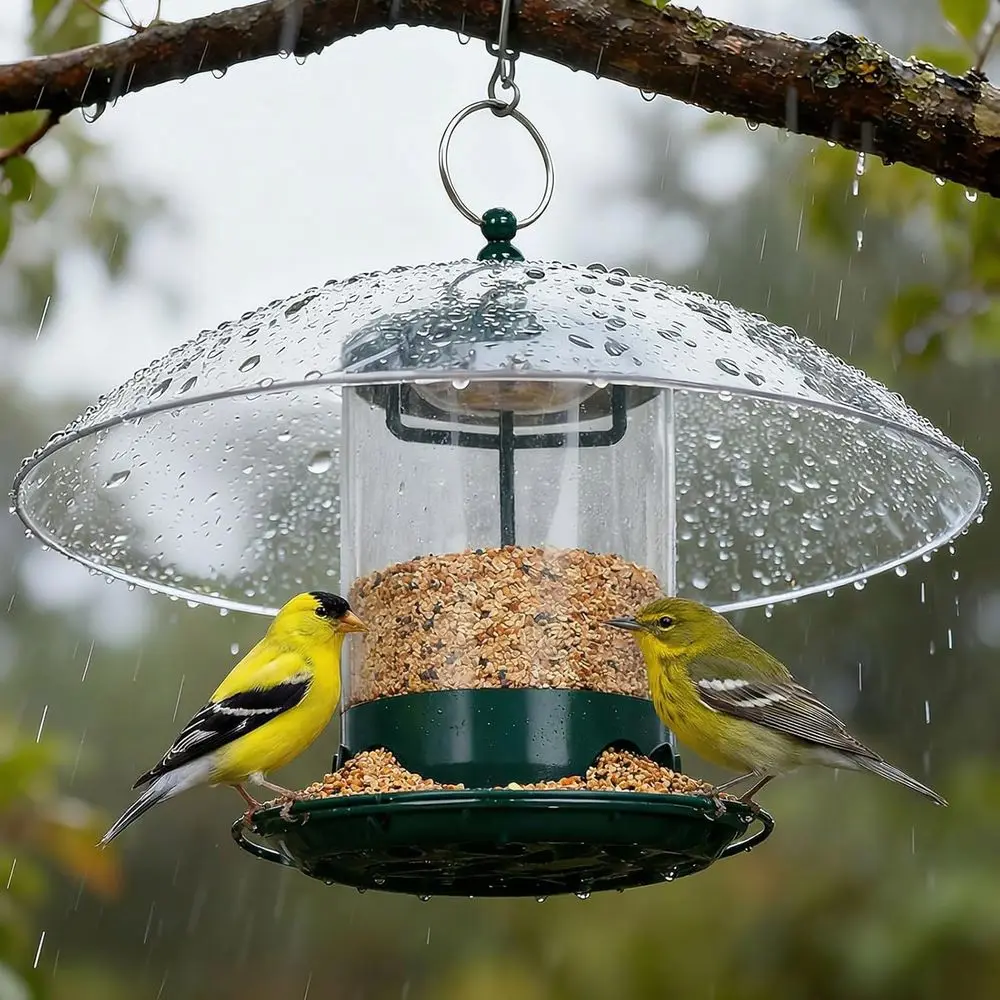 

Outdoor 360° Weather-Resistant Bird Feeder with 12 Dome and Feeding Tray