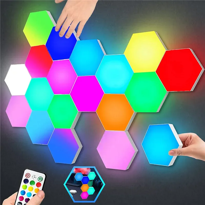 RGB LED Hexagon Light Quantum Wall Touch Night Light APP Remote USB Modular Lamp DIY Decoration