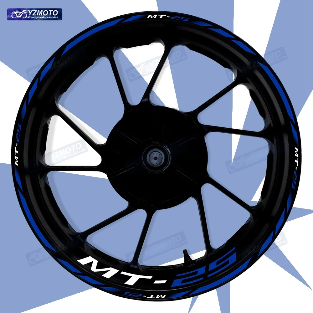 

Для MT-25 MT25 мотоцикла 17-дюймовая гоночная наклейка на переднее и заднее колесо, водостойкая светоотражающая декоративная наклейка на обод втулки в полоску