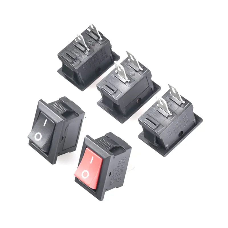 

10pcs Mini Boat Rocker Switch 2 Pin on-off switch 6A 250V AC / 10A 125V AC 15*21MM I/O SPST Snap Switches Black and Red