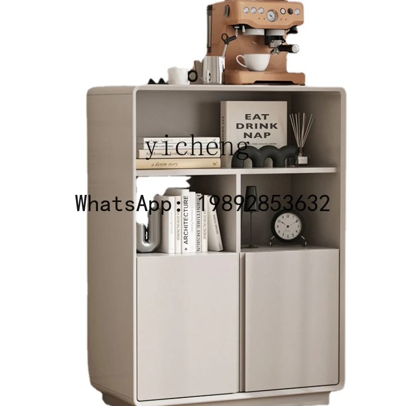 GZ Solid Wood Cream Style Tea Cabinet Living Room Simple Multi-Functional Height Side Cabinet Storage