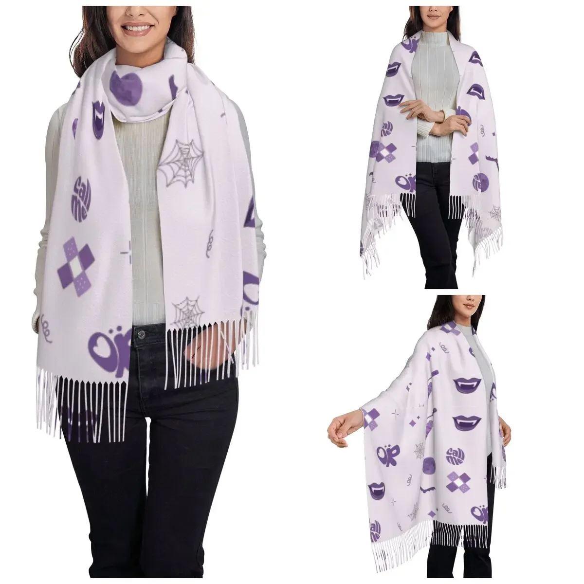 Women's Tassel Scarf Vampire Rodrigos Pack Long Winter Fall Shawl Wrap Gifts Pashmina Scarves