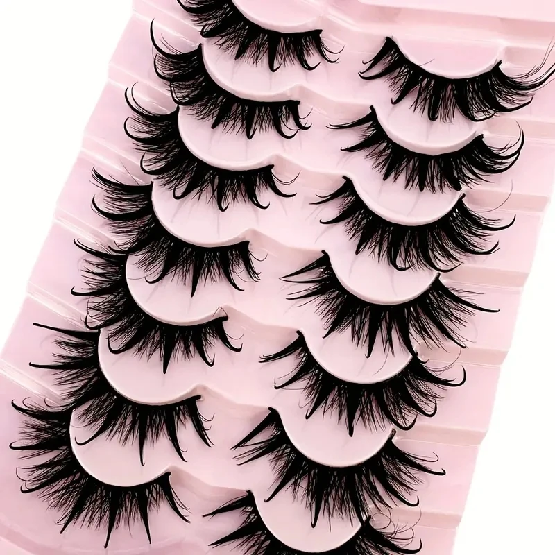 7 Pairs of 8D Fluffy Naturally Curled False Eyelashes for Fashionable Makeup, Extending Moist and Blooming Sunflower Eyes