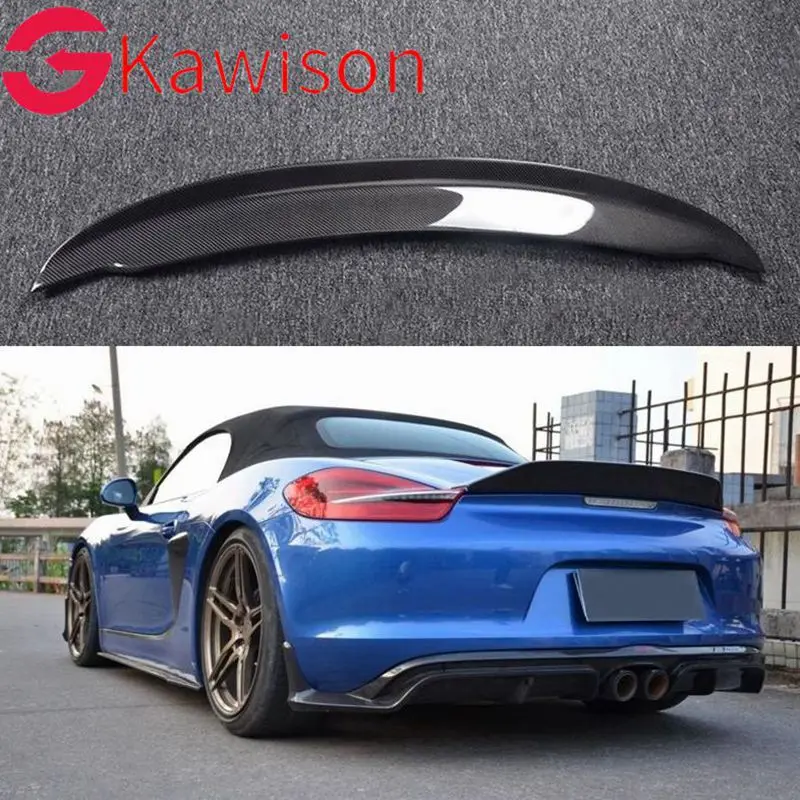 CARBON FIBER REAR WING TRUNK LIP SPOILER FOR Porsche Cayman Boxster 981 2013 2014 2015 2016 Year