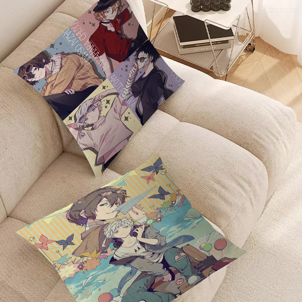 Bungou Stray Dogs Pillow Cushion Cover Pillowcase Living Room Sofa Home Decor Customized