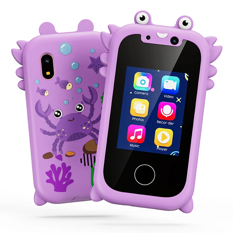 Kids Toy Phone with Cartoon Case Touch Screen Music Early Learning Toy Simulated Smartphone Child Interactive Gift for kids