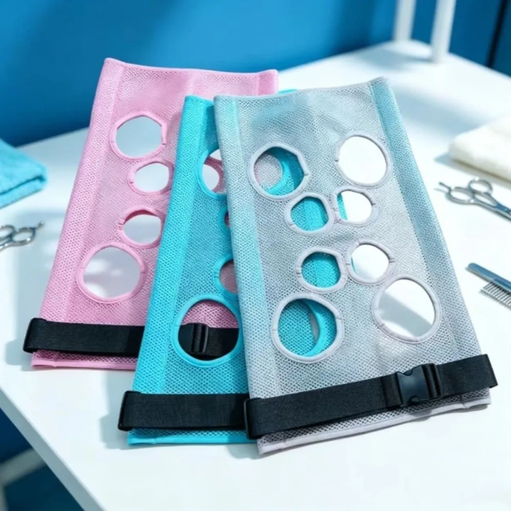 Breathable Pet Grooming Hammock Sling Cloth Quick Dry Multi-hole Cat Nail Trimming Hammock Mesh Anti-Scratch Adjustable Strap