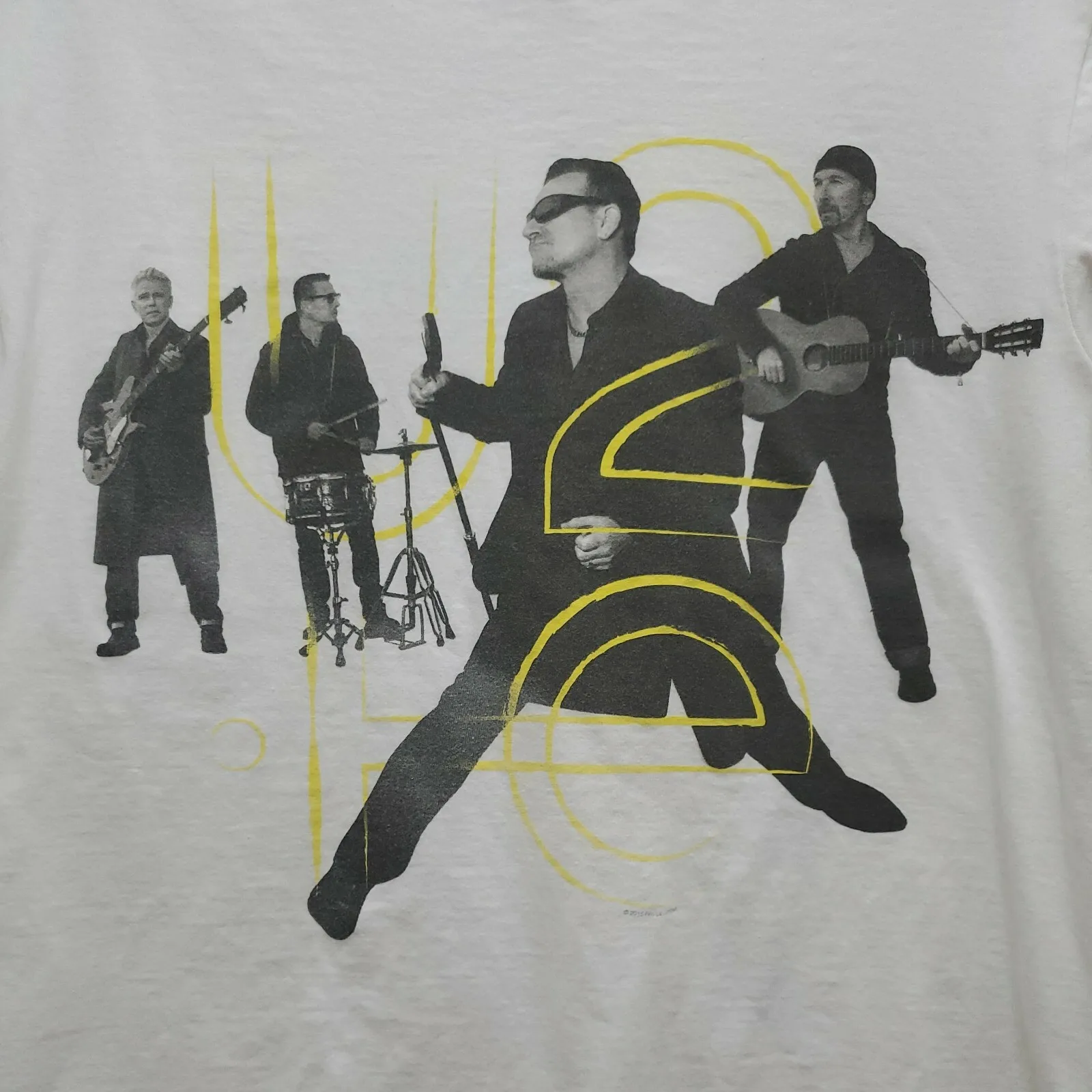 U2 World Innocence Experience Tour Branco 2015 Camiseta Grande L DUPLO LADO
