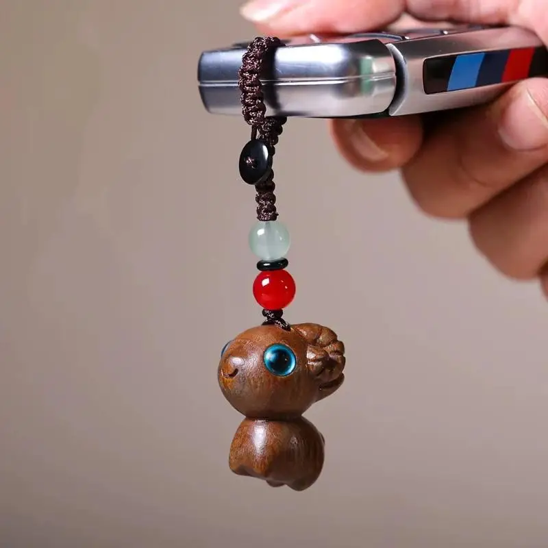 Sandalwood Sheep Keychain Eco-friendly Natural Material Bag Charm Lightweight Key Accessory Gift for Colleagues Friends
