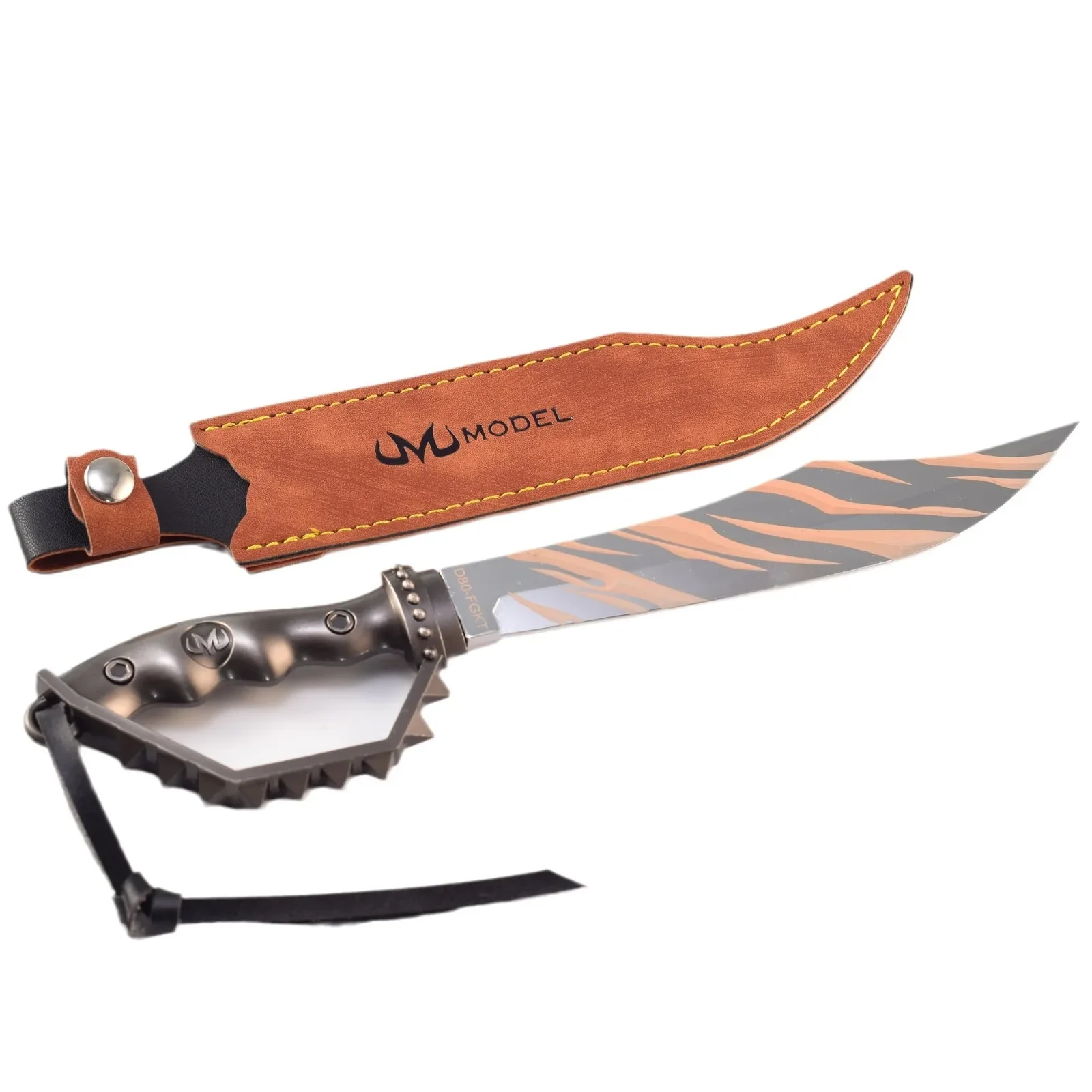 22cm Tiger Tooth Knife Toy Sword with Holster All Metal Weapon Model Military Command Knives Safety: Unedged Craft Ornament Gift