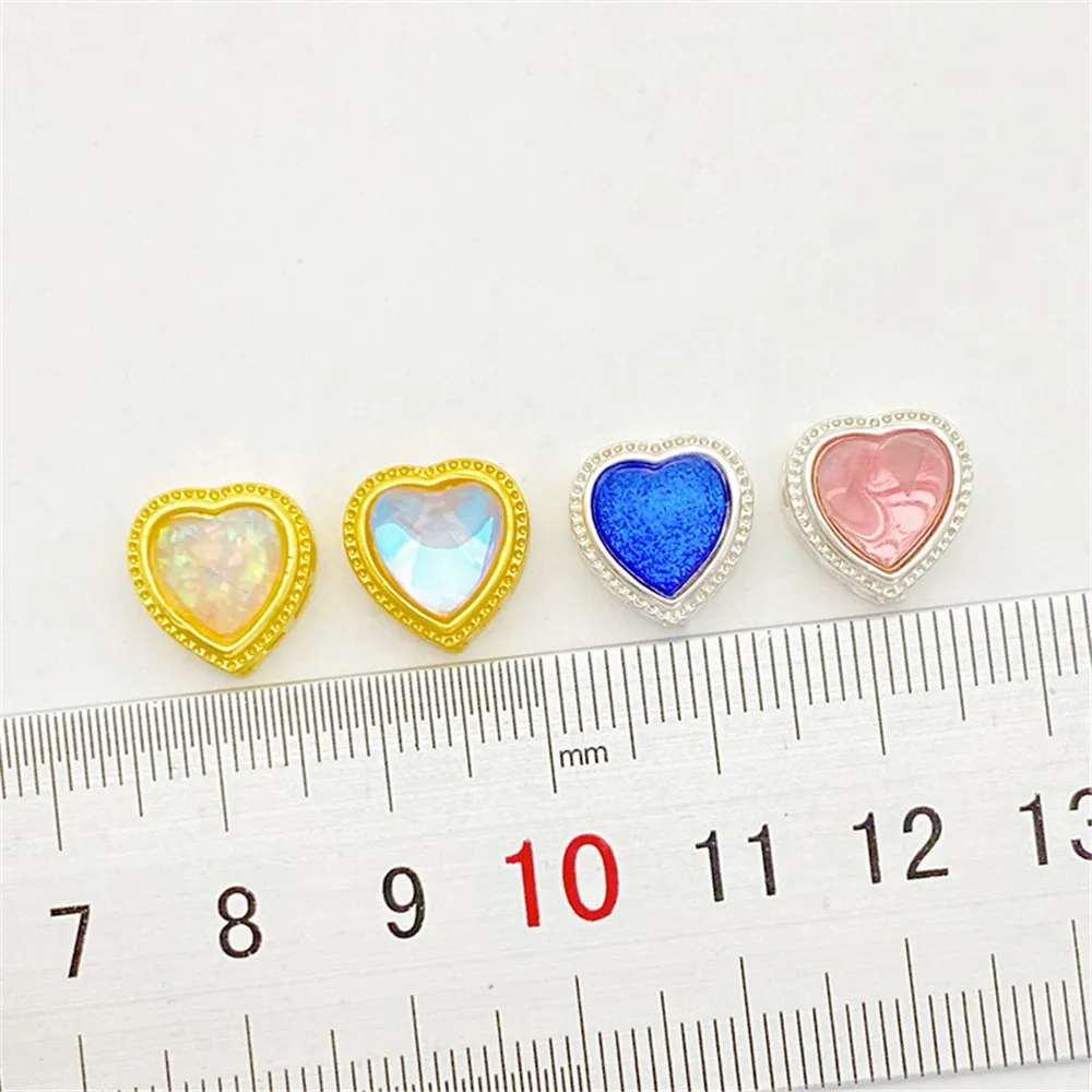 18K Matte Gold Silver Moonstone Peach Heart Bead Partition Handmade DIY Beaded Bracelet Necklace Jewelry Material Accessories