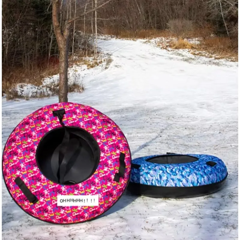 

Heavy Duty Winter Inflatable Slides Snow Tube Sled Rubber Bottom Ski Ring For Adults Safe Durable