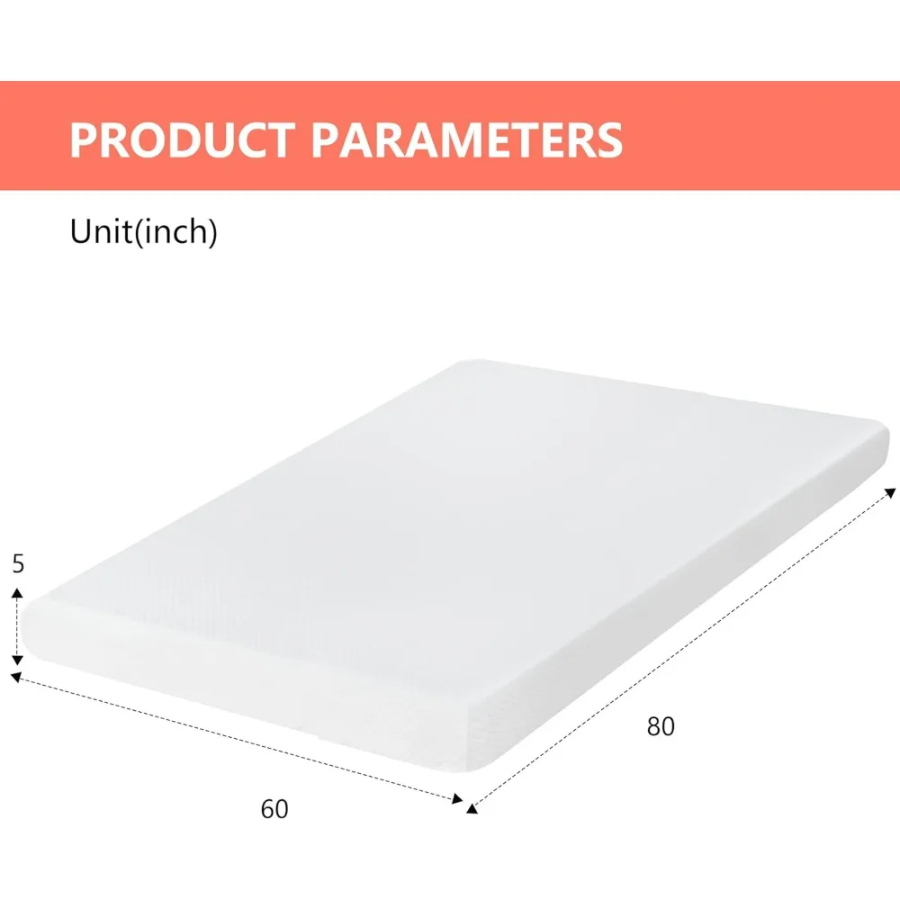 5-inch gel memory sponge mattress, for decompression and cool sleep mattress, CertiPUR-US certification