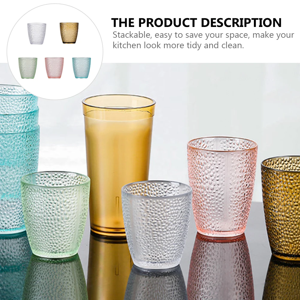 

5 Pcs Colorful Water Cup Acrylic Clear Party Beer Mug Juice Glass Drink Drinking