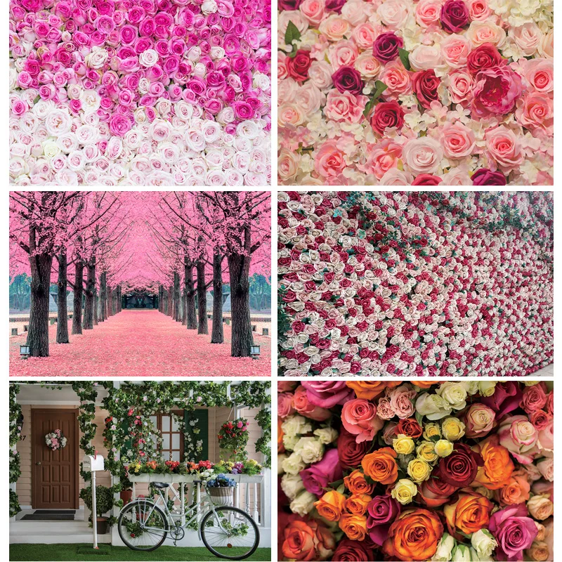 

Valentine's Day Rose Flower Photography Background Birthday Party Wedding Child Photo Backdrop Studio RAI-03