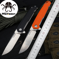 Hwzbben Knives D2 Steel Folding Pocket Knife G10 Handle EDC Survival Collection Tool Gift Good for Hunting Camping Survival