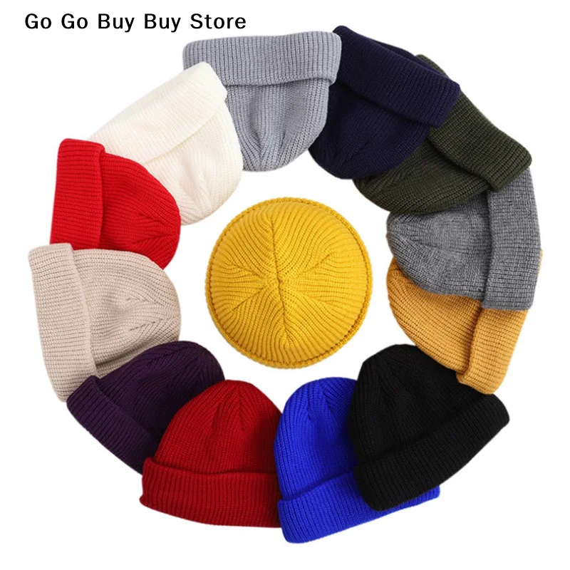 【S】Fashion Unisex Men Women Beanie Hat Warm Ribbed Winter Turn Ski Fisherman Docker Hat New