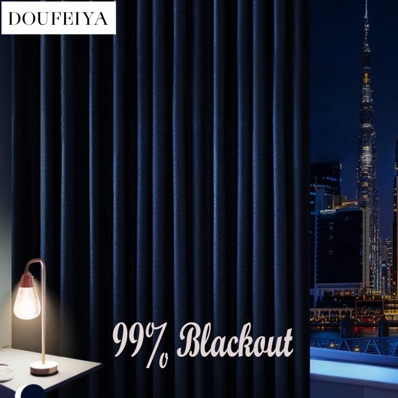 Custom Size Blackout European Soundproof Curtains Thicken The Light Curtains for Living Dining Room Bedroom Door White Tulle