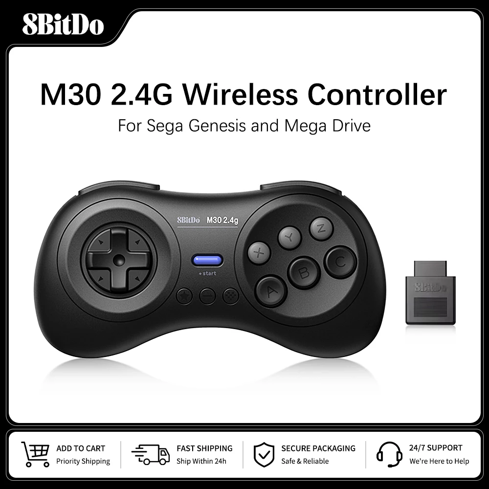 8BitDo M30 2.4G Wireless Gamepad Controller for the Original Sega Genesis and Sega Mega Drive - Sega Genesis