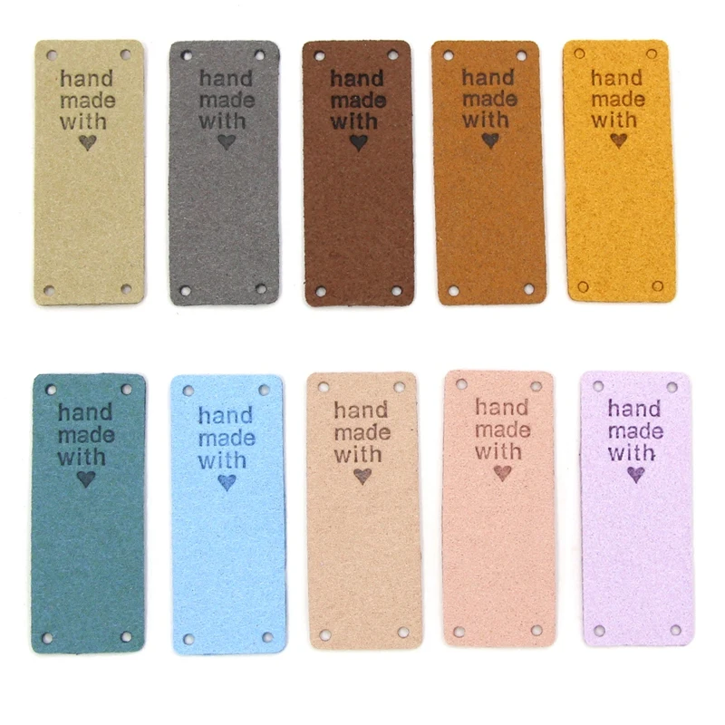 Handmade PU Couro Tags com Amor, Falso Couro, Costurar Em Etiquetas, Enfeite, Acessórios De Malha, 50Pcs