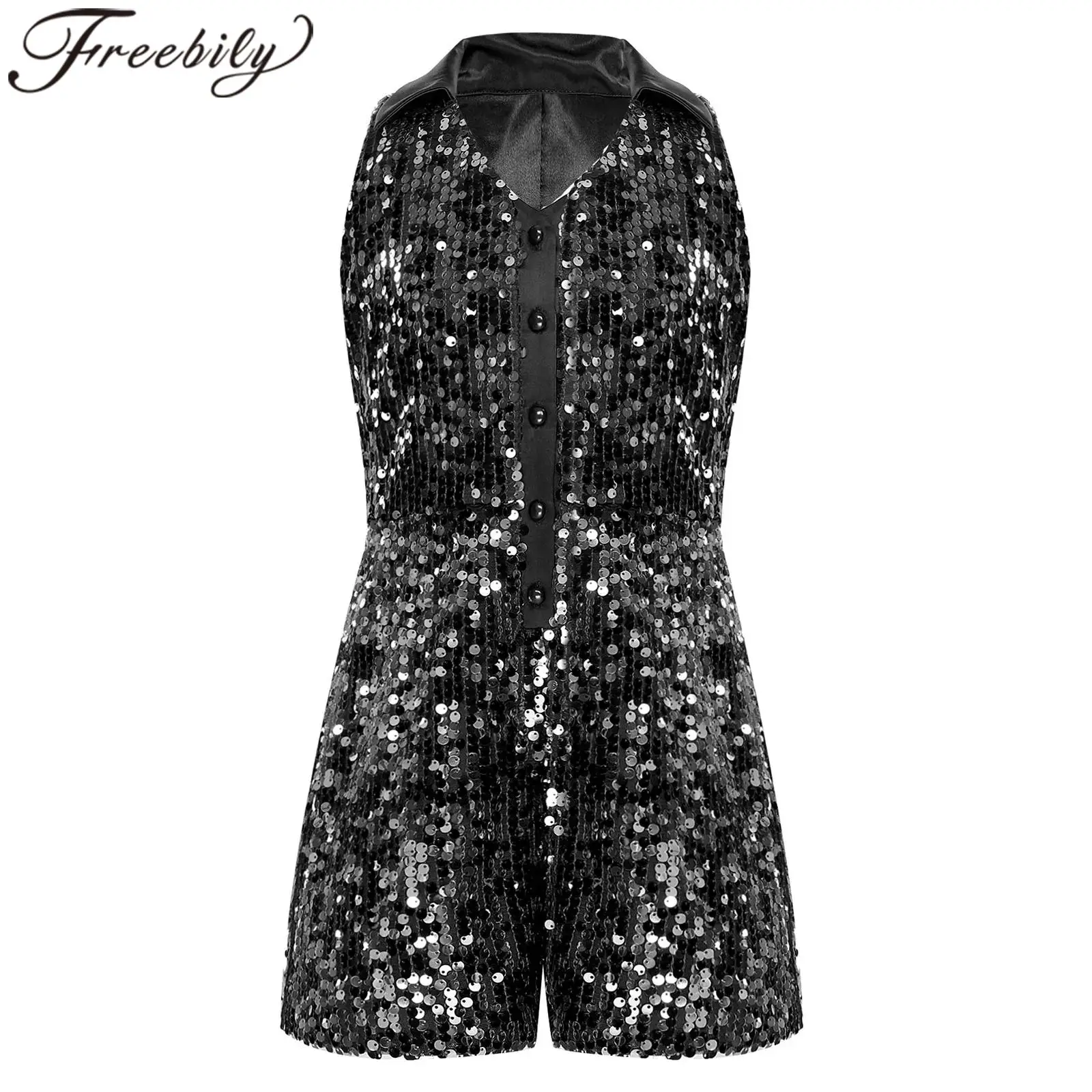 

Костюм для джазового танца ча-ча для девочек, комбинезон, детский модный короткий комбинезон, боди с блестящими пайетками, комбинезон для вечеринки, выпускного вечера, наряд для выступлений