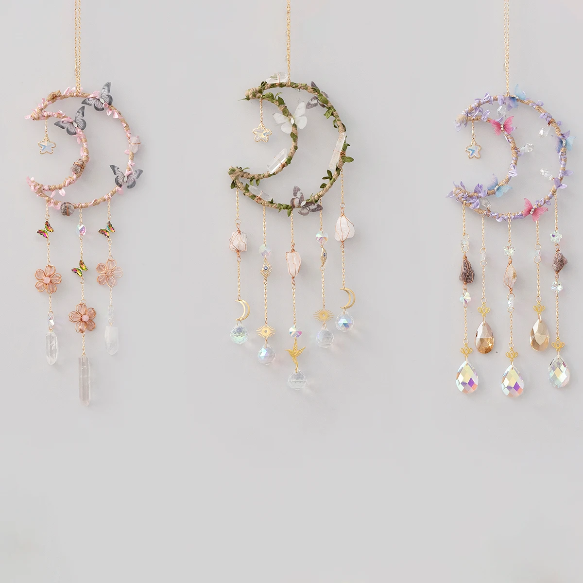 Crystal Stone dream catcher Wind Chime Prism Suncatcher Rainbow Catcher Maker Light Catcher Home Decorations Bedroom Decor