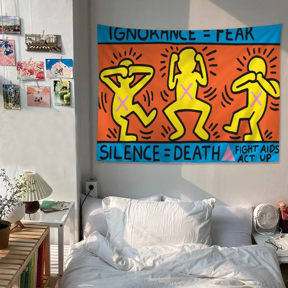 Robert-Haring-Works-Colorful-Print stampato grande arazzo da parete appeso tarocchi Hippie tappeti da parete dormitorio Cheap Hippie Wall Hanging