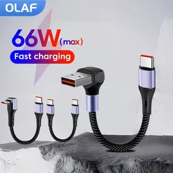 15cm/30cm Short USB C To Type C Cable Fast Charging 90° Elbow USB C Data Cable For Iphone 15 16 Xiaomi Samsung Huawei Power Bank