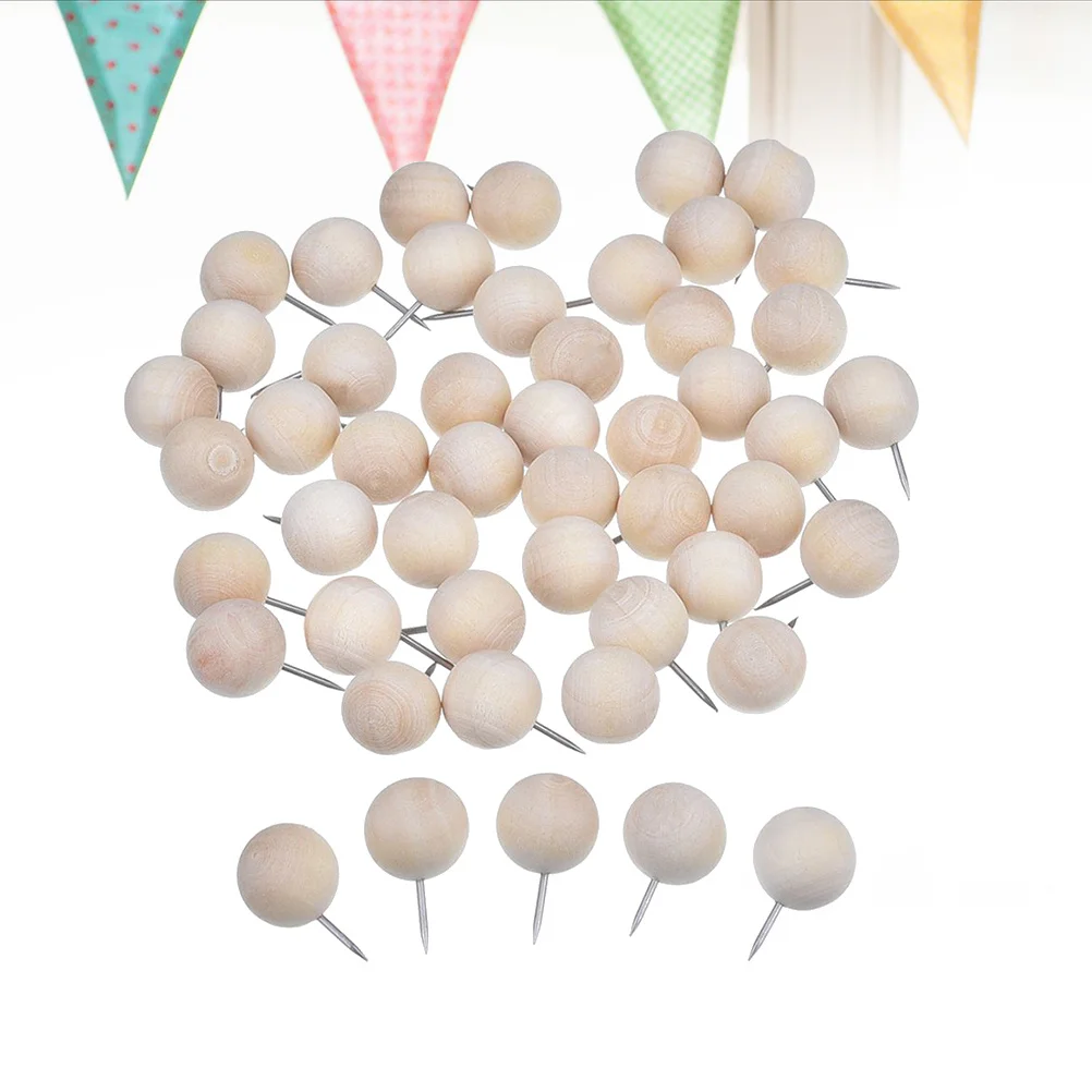 200개 나무 푸시 코르크 보드 핀 사진 디스플레이 아트 공예 프로젝트 사무실 홈 데코 장식용 타카스