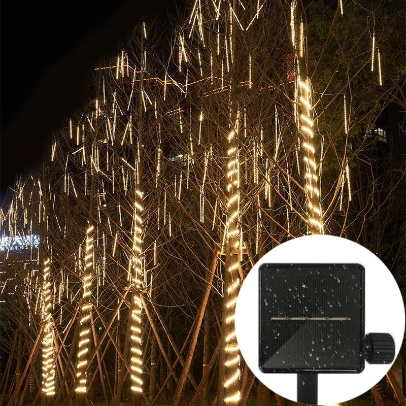 

Christmas Decoration Solar Meteor Shower Light 30/50CM 8 Tubes LED String Light Garlands for Wedding Garden Fairy Holiday Light