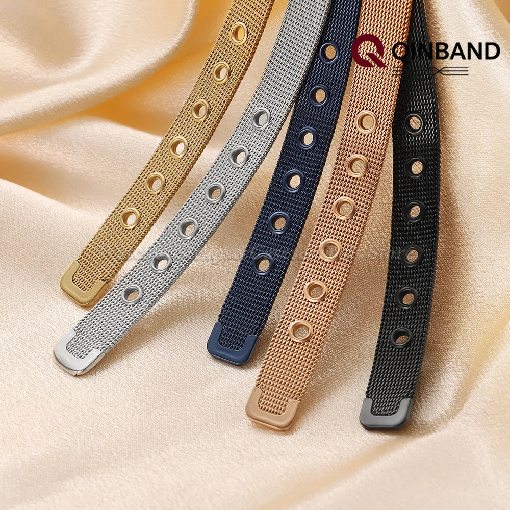 10mm Edelstahl Milanaise Mesh Uhrenarmbänder für Damen für DW für Armani für Smartwatch Ultradünnes Armband Silber Gold Gürtel – Detail 5
