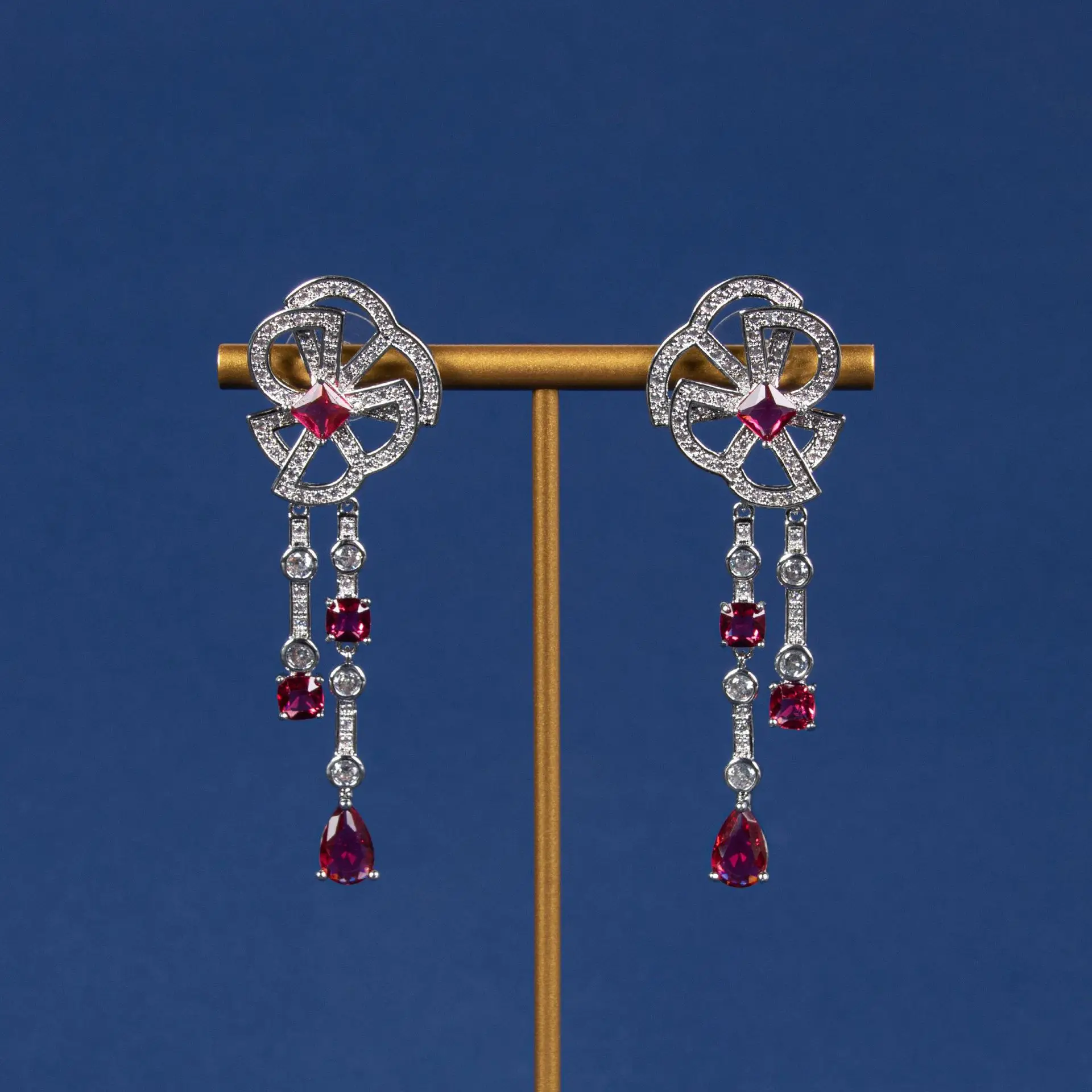 

European and American new fashion fringed flower earrings, high-end micro-zircon earrings, Korea Dongdaemun earrings wholesale