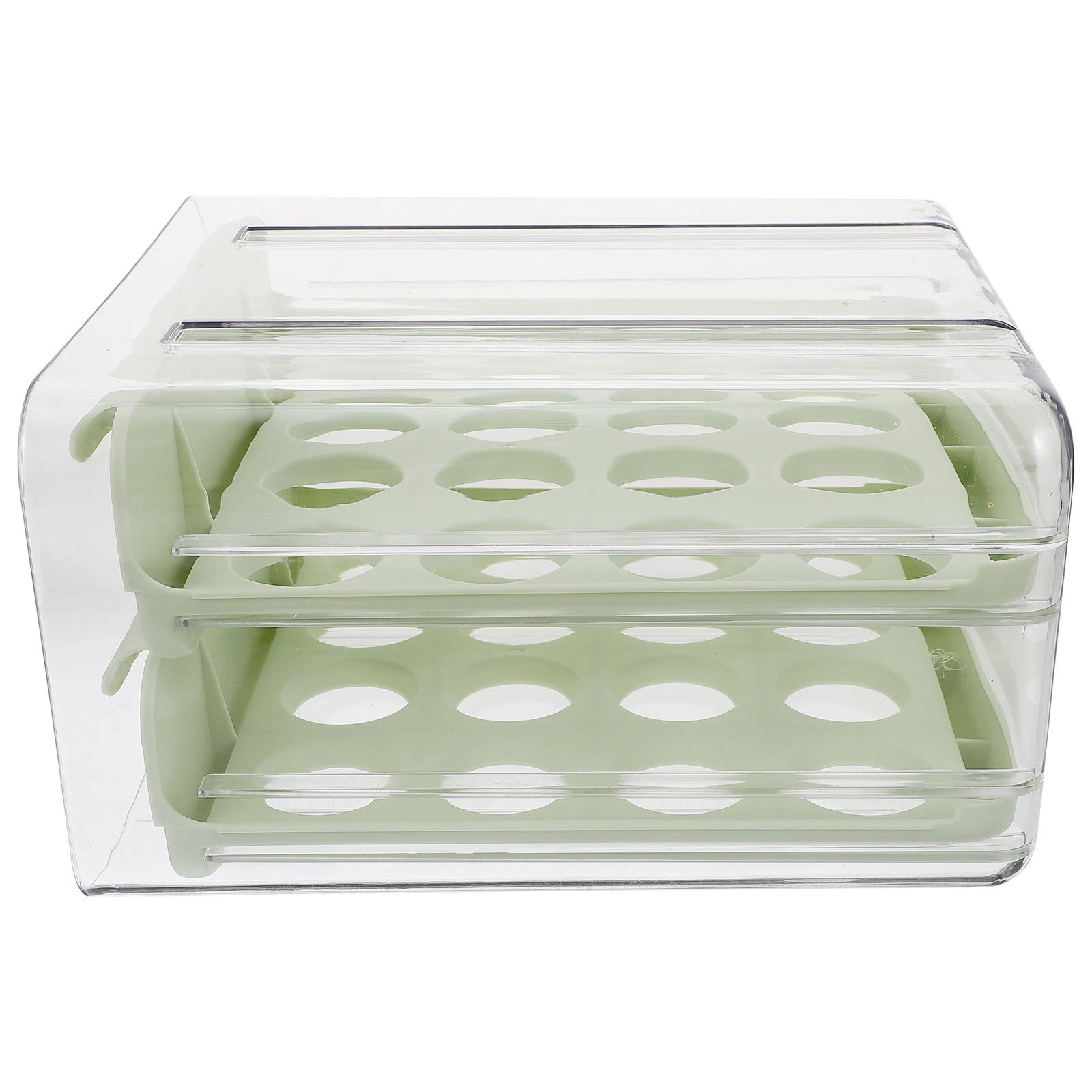 

Egg Holder Drawer Storage Box for Refrigerator 2 Layer Food Grade Plastic Kitchen ganizer Green Egg Rack Container Space Saving
