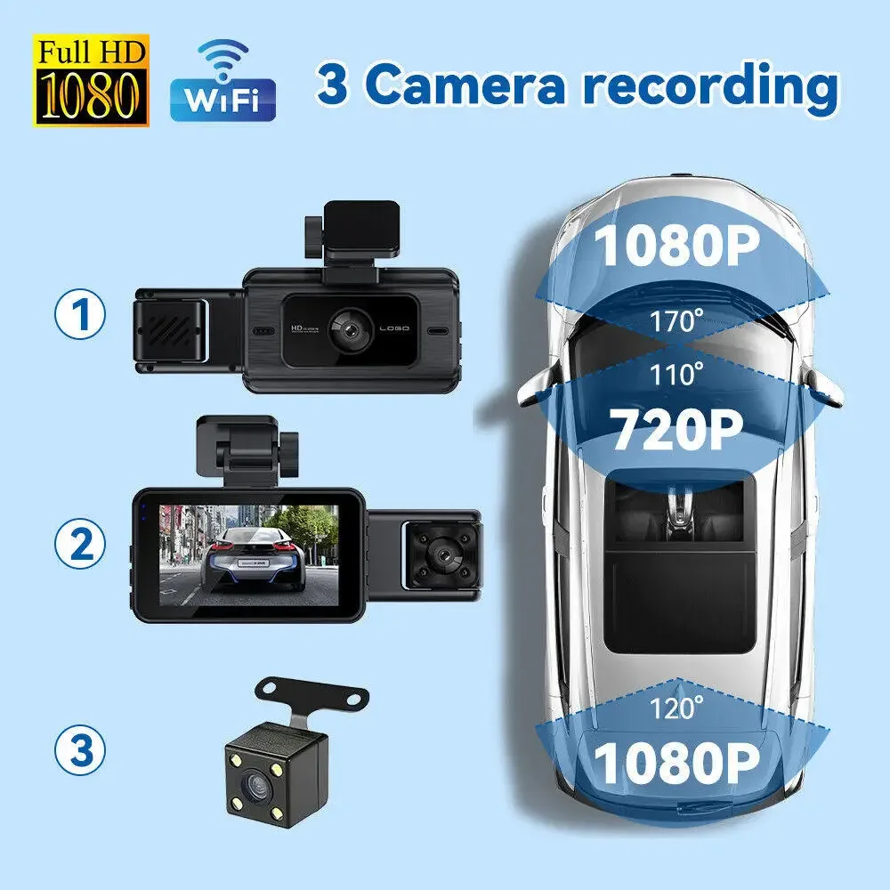 Dual Lens Dash Cam for Cars Black Box HD 1080P Car Video Recorder with WIFI Night Vision G-sensor Loop Recording Dvr Car Camera