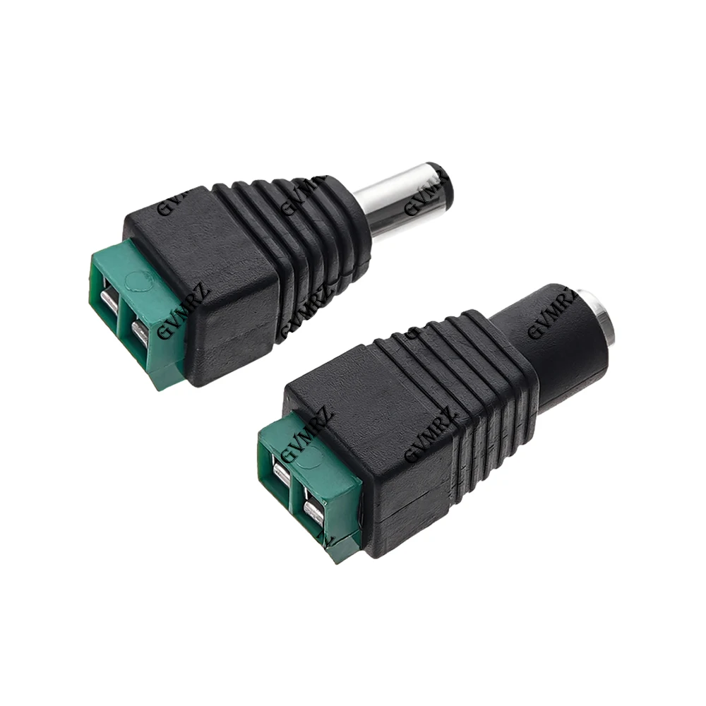 5PCS 12V 2.1 x 5.5mm  DC Power Male Plug Jack Adapter Connector Plug for CCTV single color LED Light  The socket 5.5*2.5mm