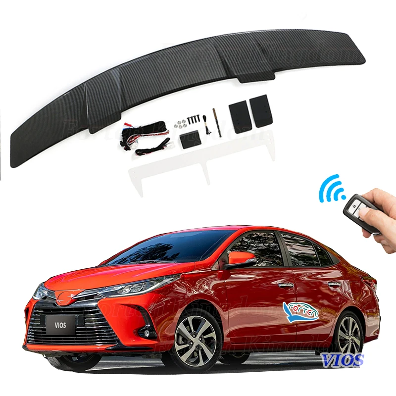 NEW Electric Universal Carbon Fiber Sedan Car Rear Trunk Tail Boot Spoiler Wing For Toyota Vios