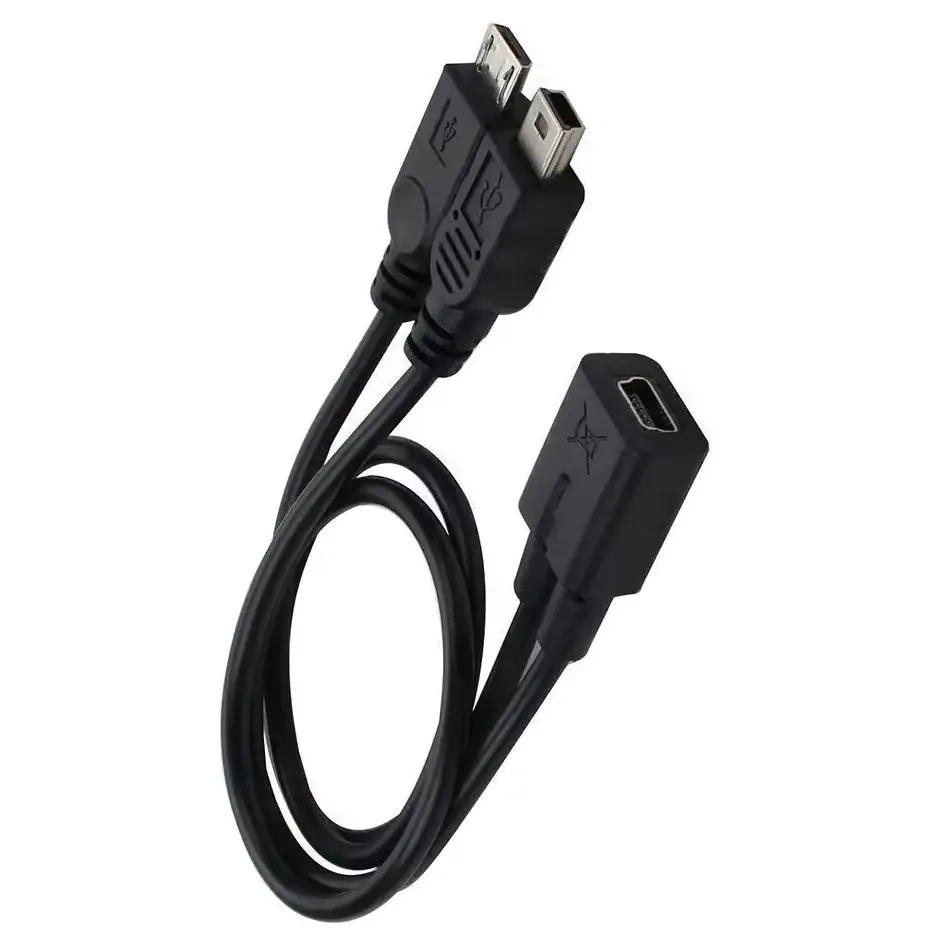 1 Female to 2 Male Type-C Mini Micro USB 2.0 Splitter Y Cable High Quality Data Sync Charge Extension Cord for Phones