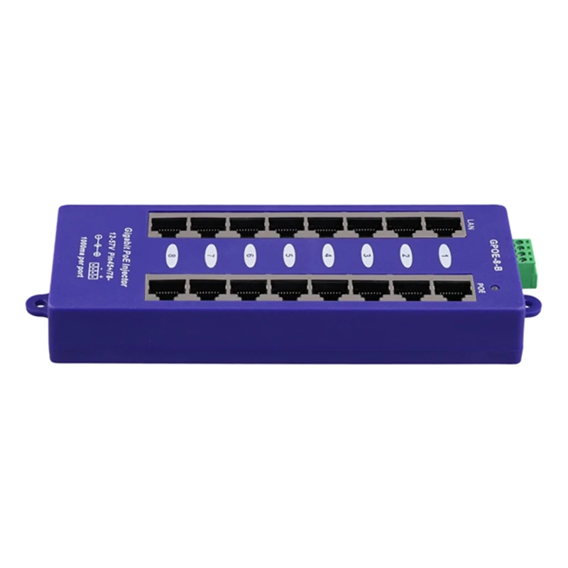 New 802.3af Mid-Span PoE Injector Mode B(4/5+,7/8-) Passive Gigabit 8 Port PoE Injector for UBNT CCTV Network-ABPX view 3