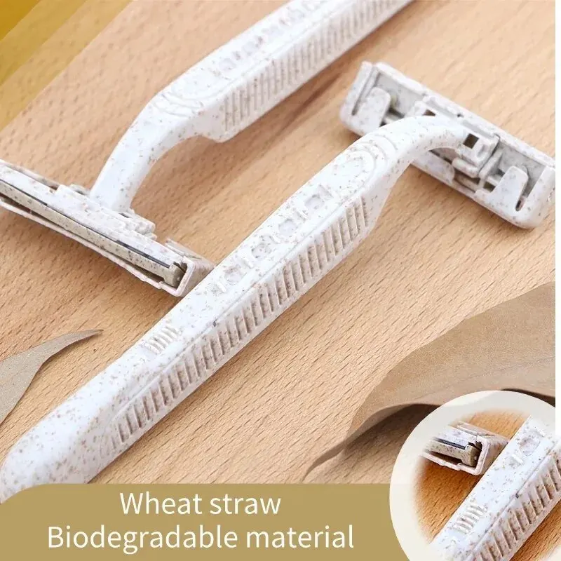 8pcs Manual Shaving Razor Eco-Friendly Biodegradable Shaving Tool Triple Blade Disposable Shaving Razor Portable Travel