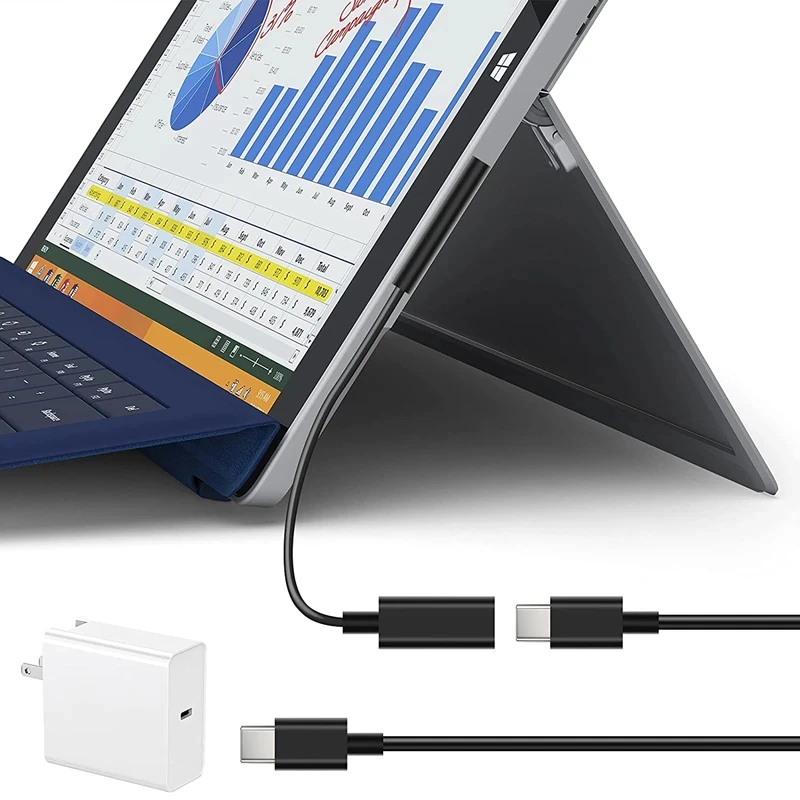 Adaptador do carregador do poder do PD do tipo C do USB, conversor, cabo de ligação da superfície, compatível com Microsoft Surface Pro 2, 65W