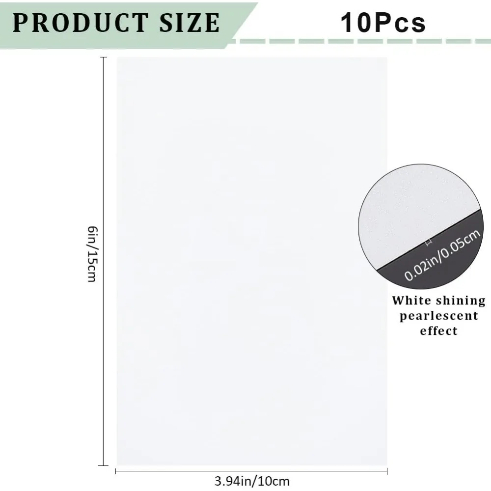 10Pcs Sublimation Metal Photo Blanks 5.9 x 3.9'' 0.5mm Thick Aluminum Picture Sign Plate White Pearlescent Heat Transfer